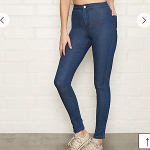Forever 21 High Waisted Dark Blue Skinny Jeans